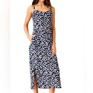 Nic & Zoe Indigo Angles Dress Size Large in Indigo Multi